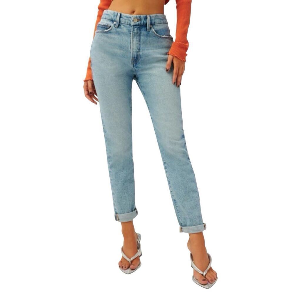 Good American Good Girlfriend Size 18 High Rise Straight Denim Jeans Light Wash